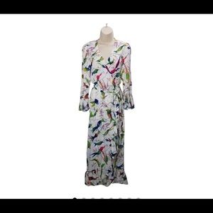 Anthropologie Floreat Bird Print Wrap Dress
